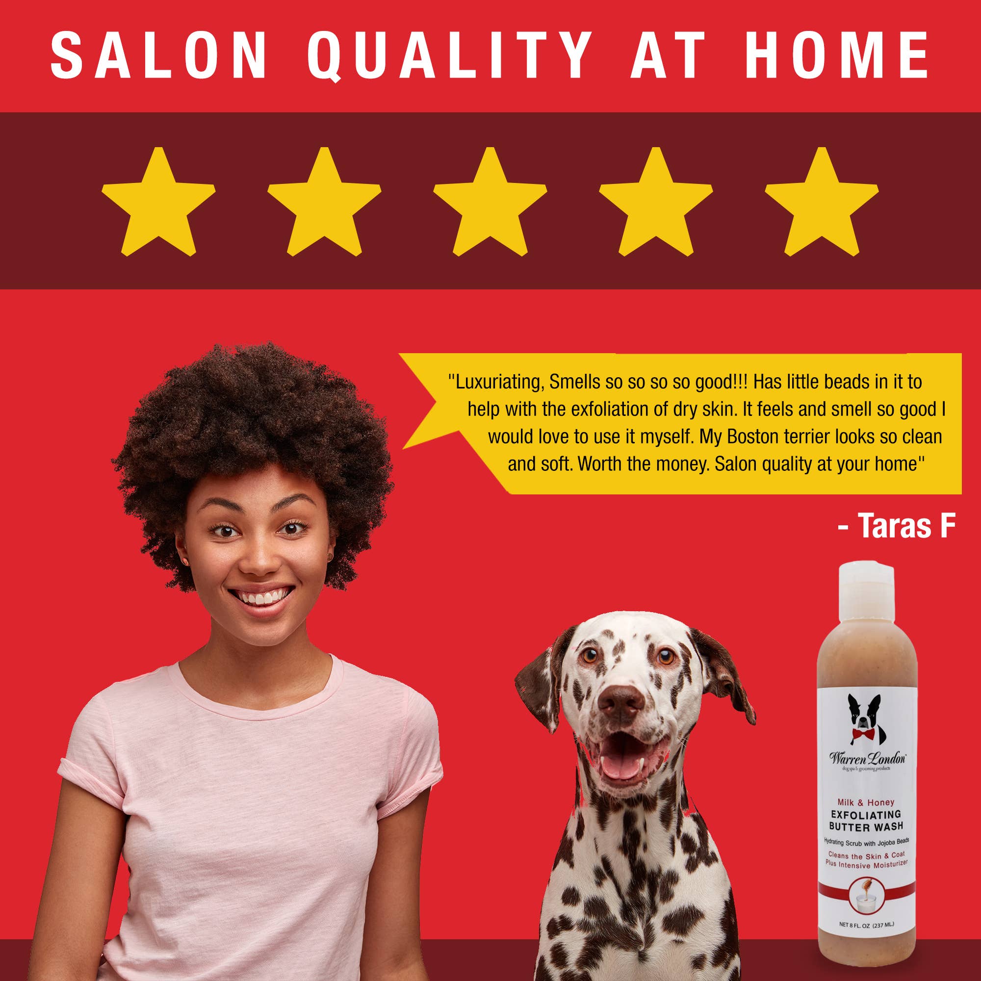Warren London Dog Products - Exfoliating Butter Wash Dog Shampoo - 2 Scents - 2 Sizes: Pomegranate & Fig / 8oz